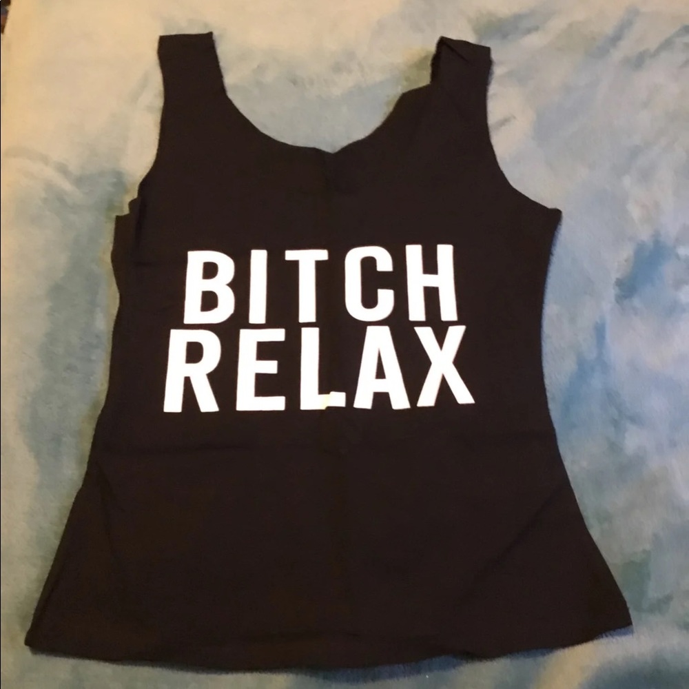 New Black Bi%# Relax Tank Top size small stretchy